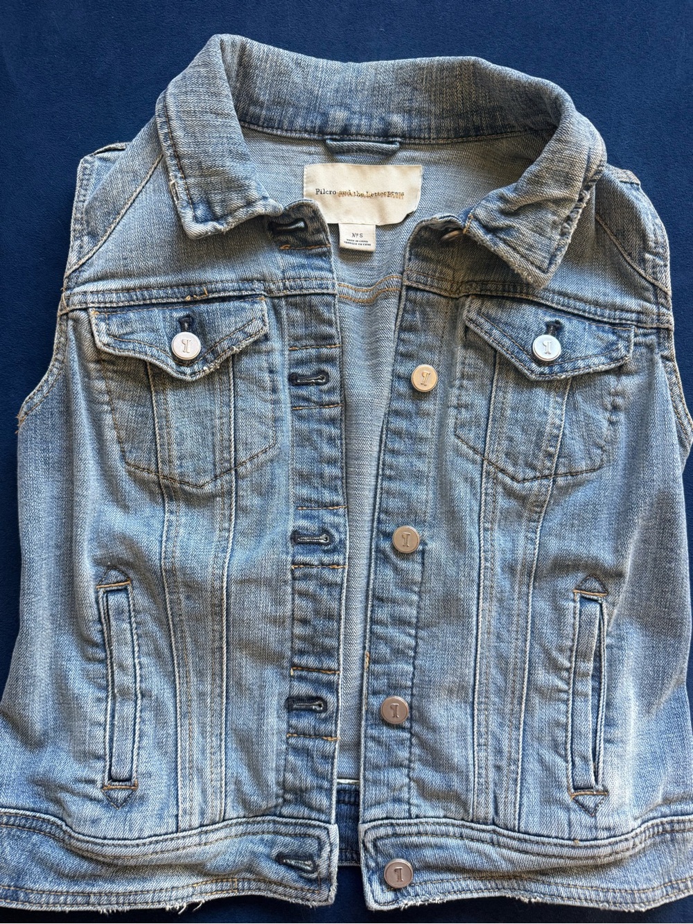 Pilcro Faded Light Blue Denim Vest